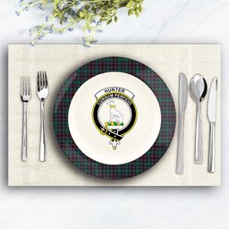 ScotsTee Shop Scottish Hunter of Peebleshire Modern Crest Tartan Ceramic Plate