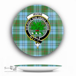 ScotsTee Shop Scottish Irvine of Glentulchan Modern Crest Tartan Ceramic Plate