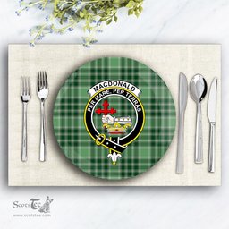 ScotsTee Shop Scottish MacDonald Lord of the Isles Hunting SC Crest Tartan Ceramic Plate