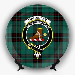 ScotsTee Shop Scottish MacAuley of Lewis Modern Crest Tartan Ceramic Plate