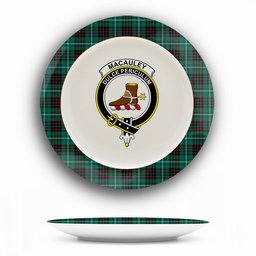 ScotsTee Shop Scottish MacAuley of Lewis Modern Crest Tartan Ceramic Plate