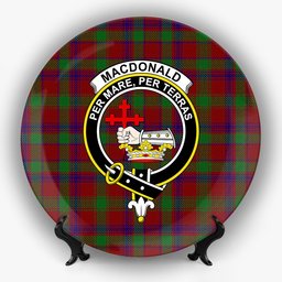 ScotsTee Shop Scottish MacDonald of Glengarry Full Dress Crest Tartan Ceramic Plate