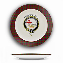 ScotsTee Shop Scottish MacDonald of Glengarry Full Dress Crest Tartan Ceramic Plate
