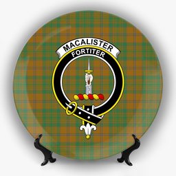 ScotsTee Shop Scottish MacAlister of Glenbarr Hunting Modern Crest Tartan Ceramic Plate