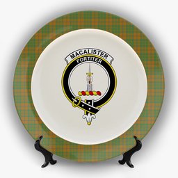 ScotsTee Shop Scottish MacAlister of Glenbarr Hunting Modern Crest Tartan Ceramic Plate