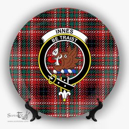 ScotsTee Shop Scottish Innes of Cowie Modern Crest Tartan Ceramic Plate