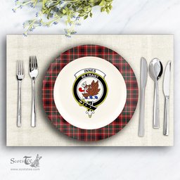 ScotsTee Shop Scottish Innes of Cowie Modern Crest Tartan Ceramic Plate