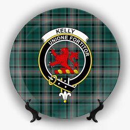 ScotsTee Shop Scottish Kelly of Sleat Hunting Crest Tartan Ceramic Plate