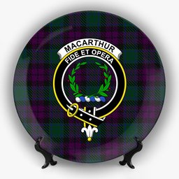 ScotsTee Shop Scottish MacArthur of Milton Hunting Crest Tartan Ceramic Plate
