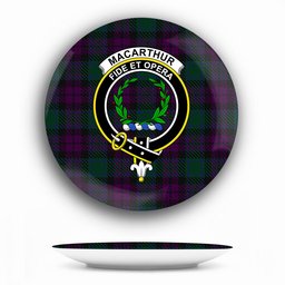 ScotsTee Shop Scottish MacArthur of Milton Hunting Crest Tartan Ceramic Plate