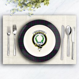 ScotsTee Shop Scottish MacArthur of Milton Hunting Crest Tartan Ceramic Plate