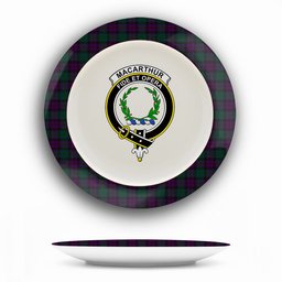 ScotsTee Shop Scottish MacArthur of Milton Hunting Crest Tartan Ceramic Plate