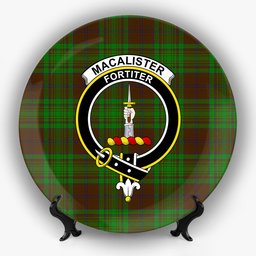 ScotsTee Shop Scottish MacAlister of Glenbarr Hunting Crest Tartan Ceramic Plate