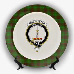 ScotsTee Shop Scottish MacAlister of Glenbarr Hunting Crest Tartan Ceramic Plate