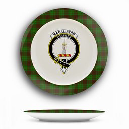 ScotsTee Shop Scottish MacAlister of Glenbarr Hunting Crest Tartan Ceramic Plate
