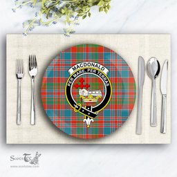 ScotsTee Shop Scottish MacDonald of Boisdale Ancient Crest Tartan Ceramic Plate