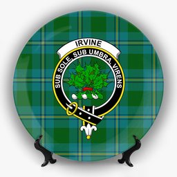 ScotsTee Shop Scottish Irvine of Bonshaw Crest Tartan Ceramic Plate