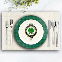 ScotsTee Shop Scottish Irvine of Bonshaw Crest Tartan Ceramic Plate