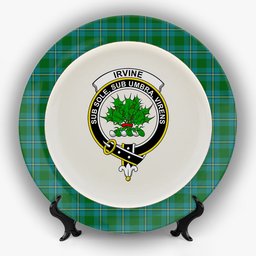 ScotsTee Shop Scottish Irvine of Bonshaw Crest Tartan Ceramic Plate