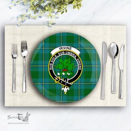 ScotsTee Shop Scottish Irvine of Bonshaw Crest Tartan Ceramic Plate