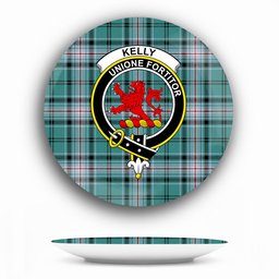 ScotsTee Shop Scottish Kelly of Sleat Hunting Modern Crest Tartan Ceramic Plate