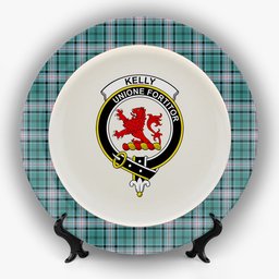 ScotsTee Shop Scottish Kelly of Sleat Hunting Modern Crest Tartan Ceramic Plate