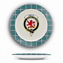 ScotsTee Shop Scottish Kelly of Sleat Hunting Modern Crest Tartan Ceramic Plate