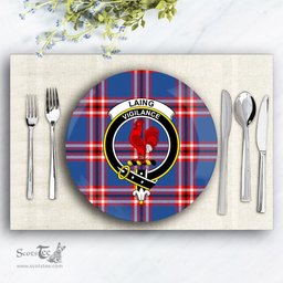 ScotsTee Shop Scottish Laing of Archiestown Modern Crest Tartan Ceramic Plate