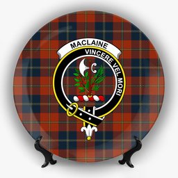 ScotsTee Shop Scottish Maclaine of Lochbuie Auld Sett Crest Tartan Ceramic Plate
