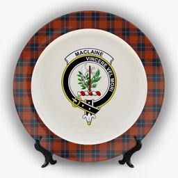 ScotsTee Shop Scottish Maclaine of Lochbuie Auld Sett Crest Tartan Ceramic Plate