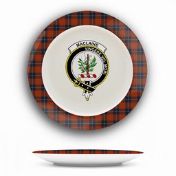 ScotsTee Shop Scottish Maclaine of Lochbuie Auld Sett Crest Tartan Ceramic Plate