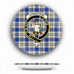 ScotsTee Shop Scottish Livingstone Dress Modern Crest Tartan Ceramic Plate