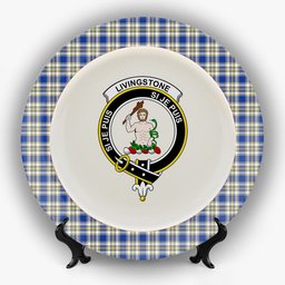 ScotsTee Shop Scottish Livingstone Dress Modern Crest Tartan Ceramic Plate