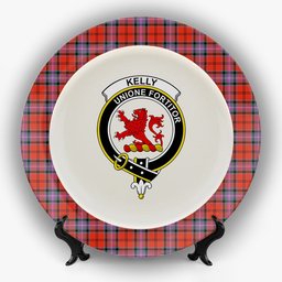 ScotsTee Shop Scottish Kelly of Sleat Red Ancient Crest Tartan Ceramic Plate