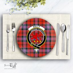 ScotsTee Shop Scottish Kelly of Sleat Red Ancient Crest Tartan Ceramic Plate