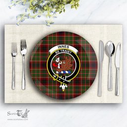 ScotsTee Shop Scottish Innes of Cowie Crest Tartan Ceramic Plate