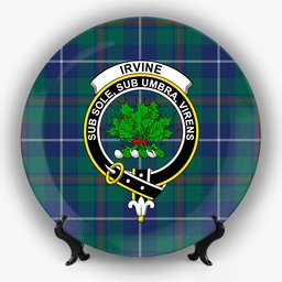 ScotsTee Shop Scottish Irvine of Bonshaw Tower Modern Crest Tartan Ceramic Plate