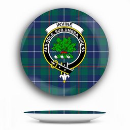 ScotsTee Shop Scottish Irvine of Bonshaw Tower Modern Crest Tartan Ceramic Plate