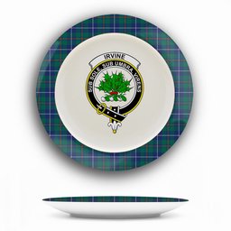 ScotsTee Shop Scottish Irvine of Bonshaw Tower Modern Crest Tartan Ceramic Plate