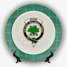 ScotsTee Shop Scottish Irvine of Bonshaw Tower Ancient Crest Tartan Ceramic Plate