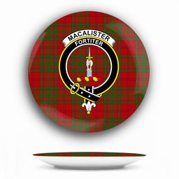 ScotsTee Shop Scottish MacAlister of Glenbarr Crest Tartan Ceramic Plate