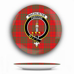 ScotsTee Shop Scottish MacAlister of Glenbarr Modern Crest Tartan Ceramic Plate