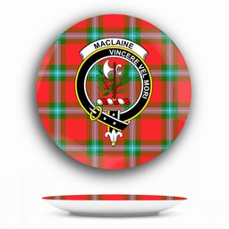 ScotsTee Shop Scottish MacLaine of Loch Buie Crest Tartan Ceramic Plate