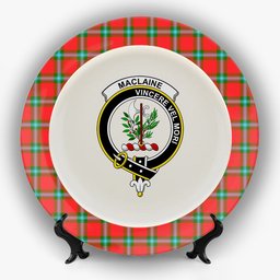 ScotsTee Shop Scottish MacLaine of Loch Buie Crest Tartan Ceramic Plate