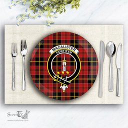 ScotsTee Shop Scottish MacAlister of Skye Modern Crest Tartan Ceramic Plate
