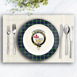 ScotsTee Shop Scottish MacDonald of the Isles Hunting Modern Crest Tartan Ceramic Plate