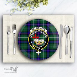 ScotsTee Shop Scottish MacDonald of the Isles Hunting Modern Crest Tartan Ceramic Plate