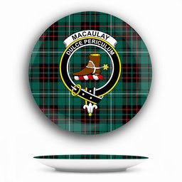 ScotsTee Shop Scottish MacAulay of Lewis Modern Crest Tartan Ceramic Plate