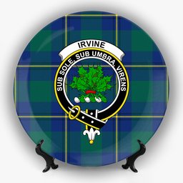ScotsTee Shop Scottish Irvine of Bonshaw Modern Crest Tartan Ceramic Plate