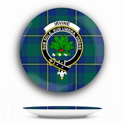 ScotsTee Shop Scottish Irvine of Bonshaw Modern Crest Tartan Ceramic Plate